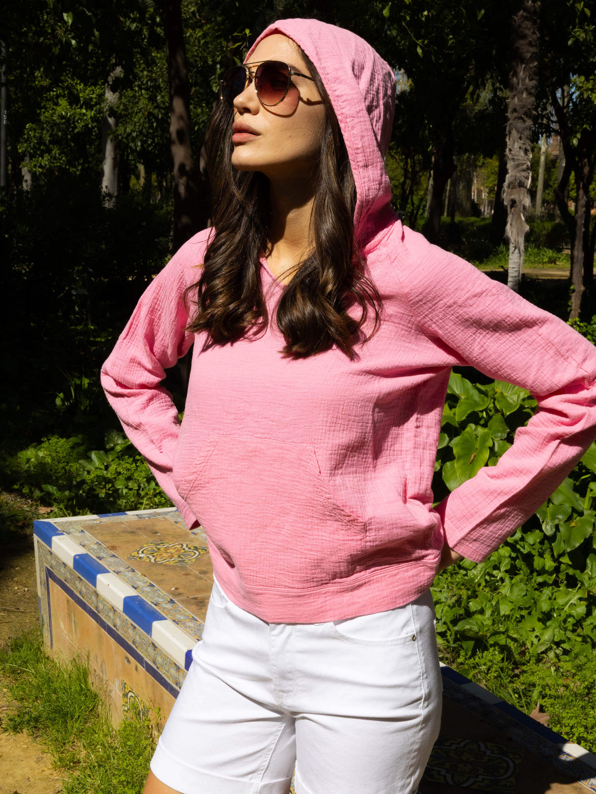 Sweat à capuche en coton Bubble - Rose