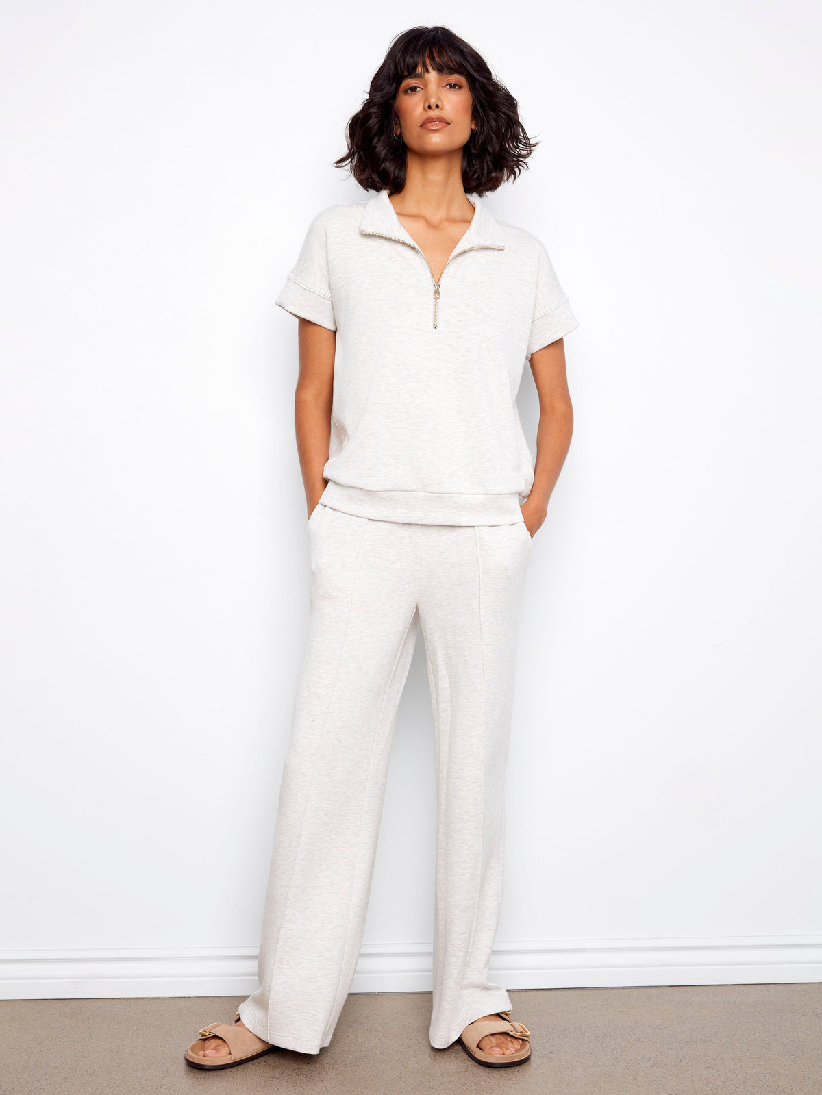 Pantalon de jogging ample – Gris clair chiné