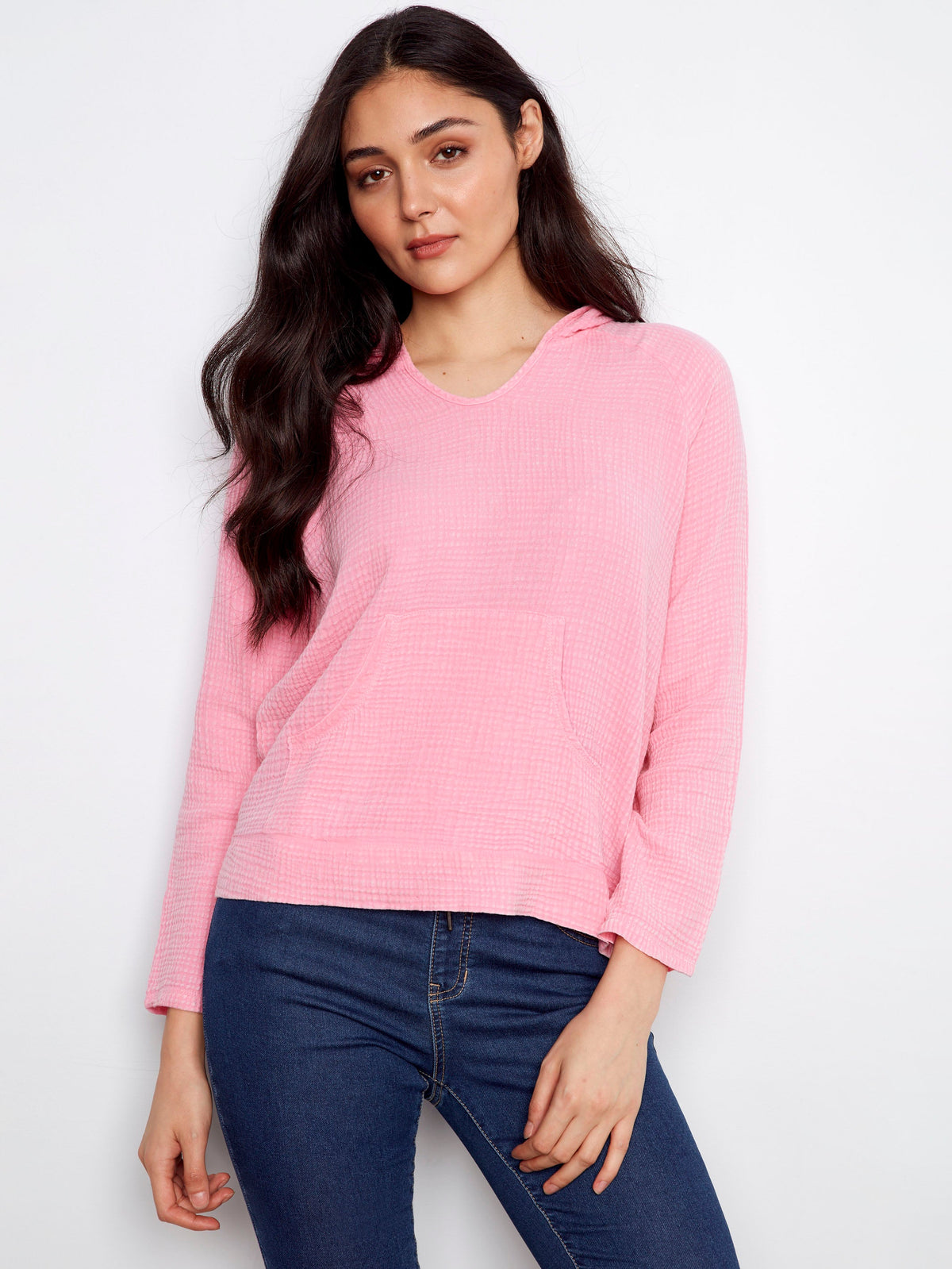 Sweat à capuche en coton Bubble - Rose