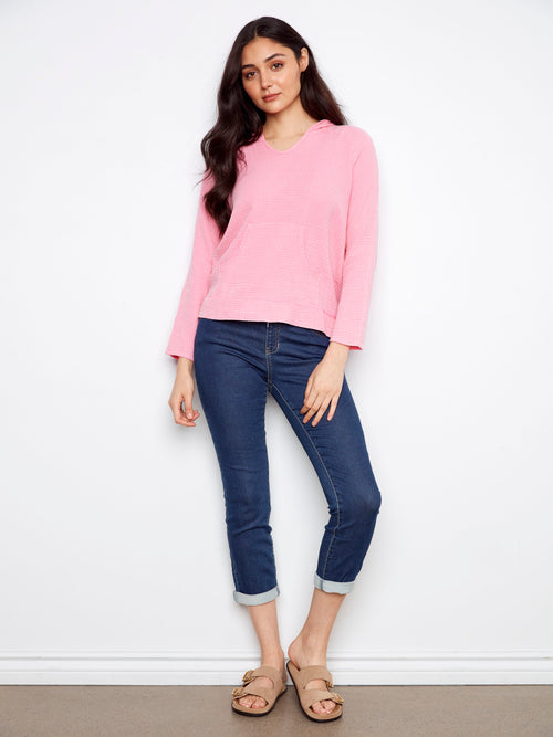Sweat à capuche en coton Bubble - Rose