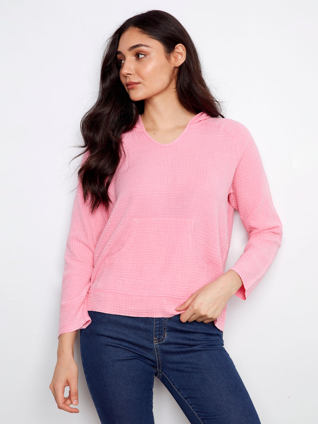 Sweat à capuche en coton Bubble - Rose