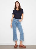 Jean Cropped À Ourlet Frangé - Jean Bleu