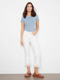Jean Cropped À Ourlet Frangé - Blanc