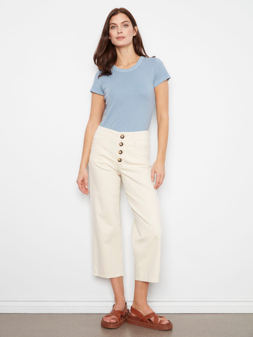 Pantalon court à braguette boutonnée - Naturel