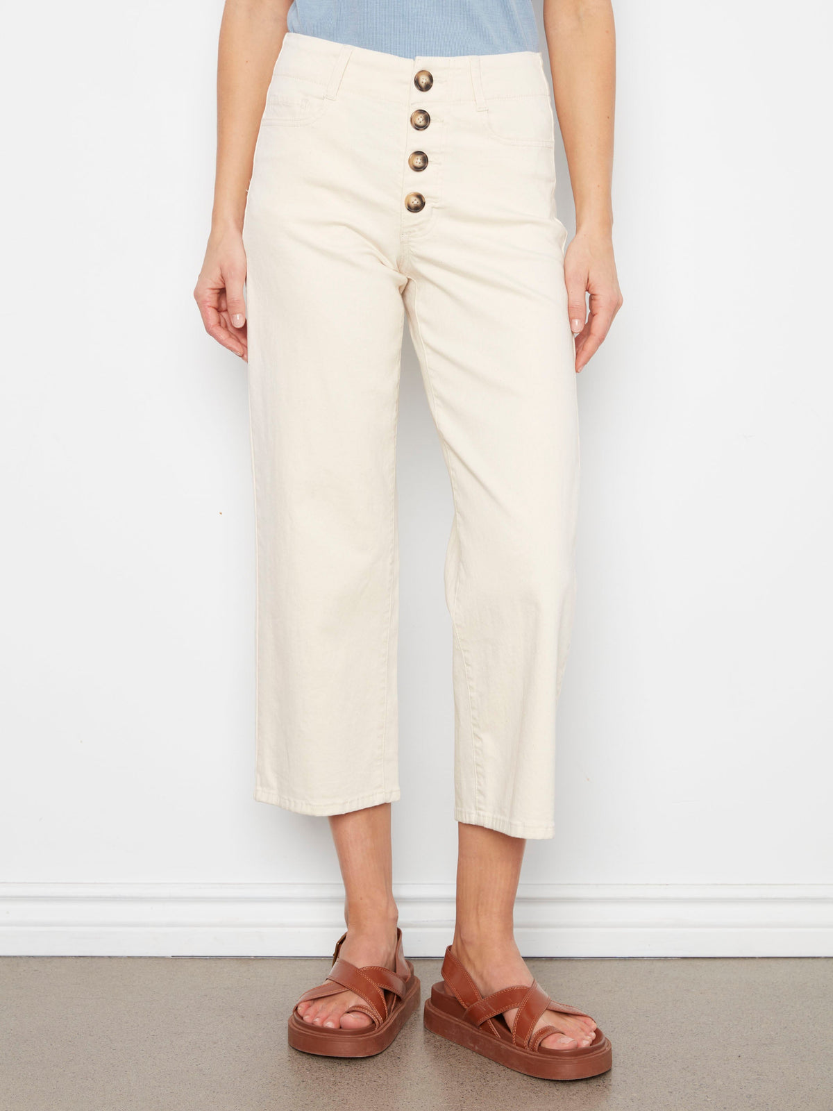 Pantalon court à braguette boutonnée - Naturel