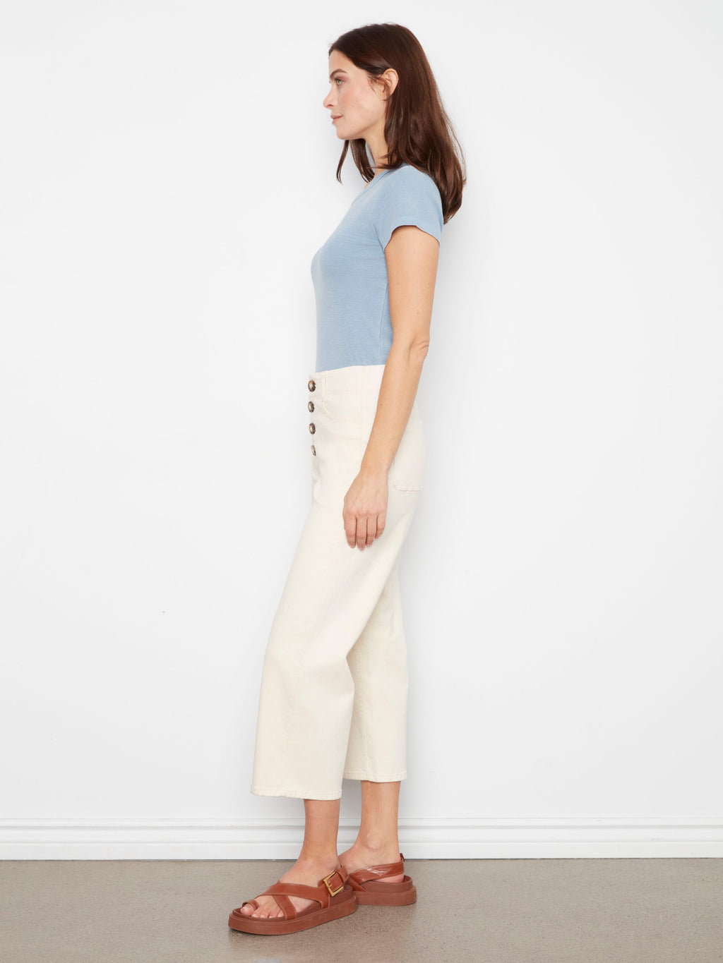 Pantalon court à braguette boutonnée - Naturel