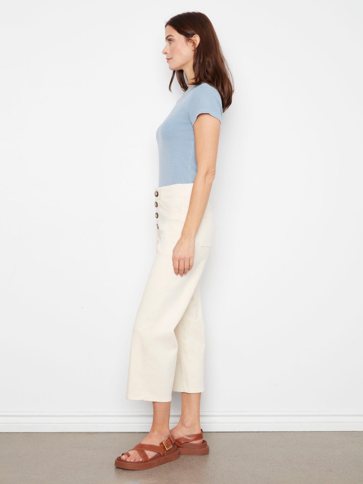 Pantalon court à braguette boutonnée - Naturel
