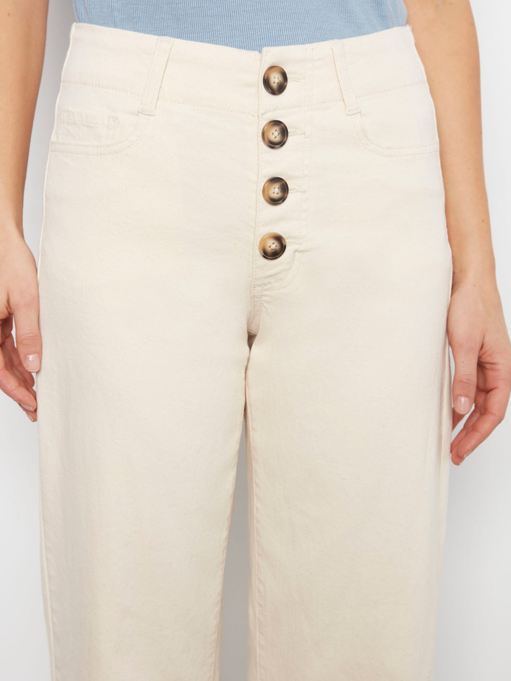 Pantalon court à braguette boutonnée - Naturel
