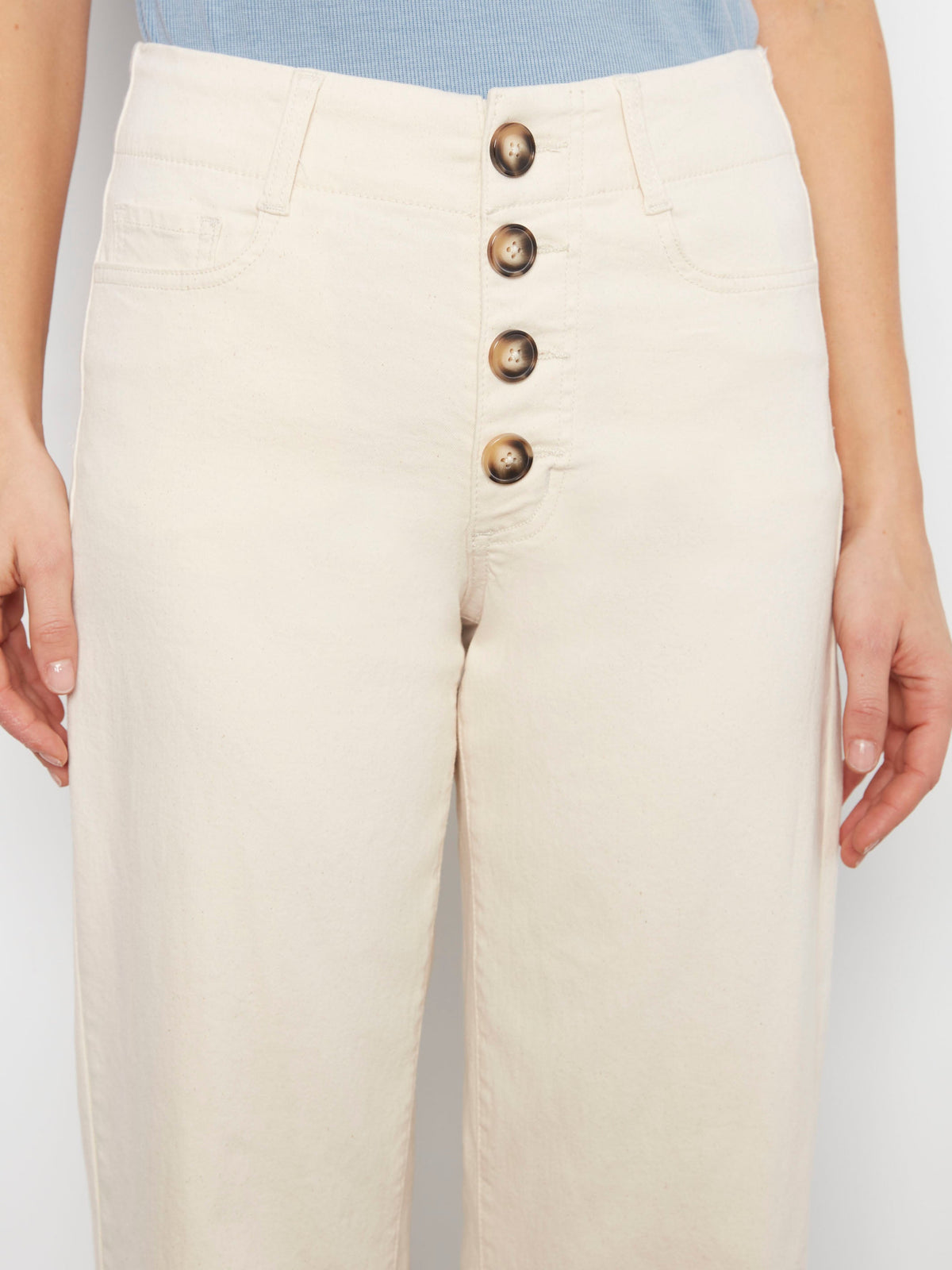 Pantalon court à braguette boutonnée - Naturel