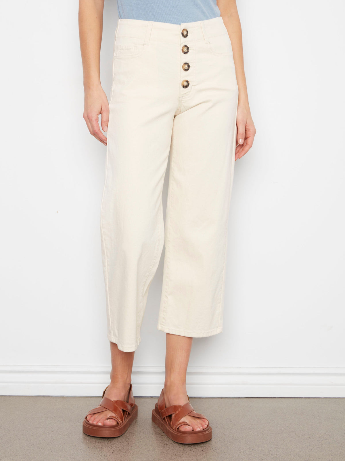 Pantalon court à braguette boutonnée - Naturel
