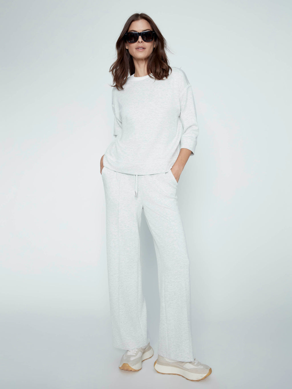 Pantalon de jogging ample – Gris clair chiné
