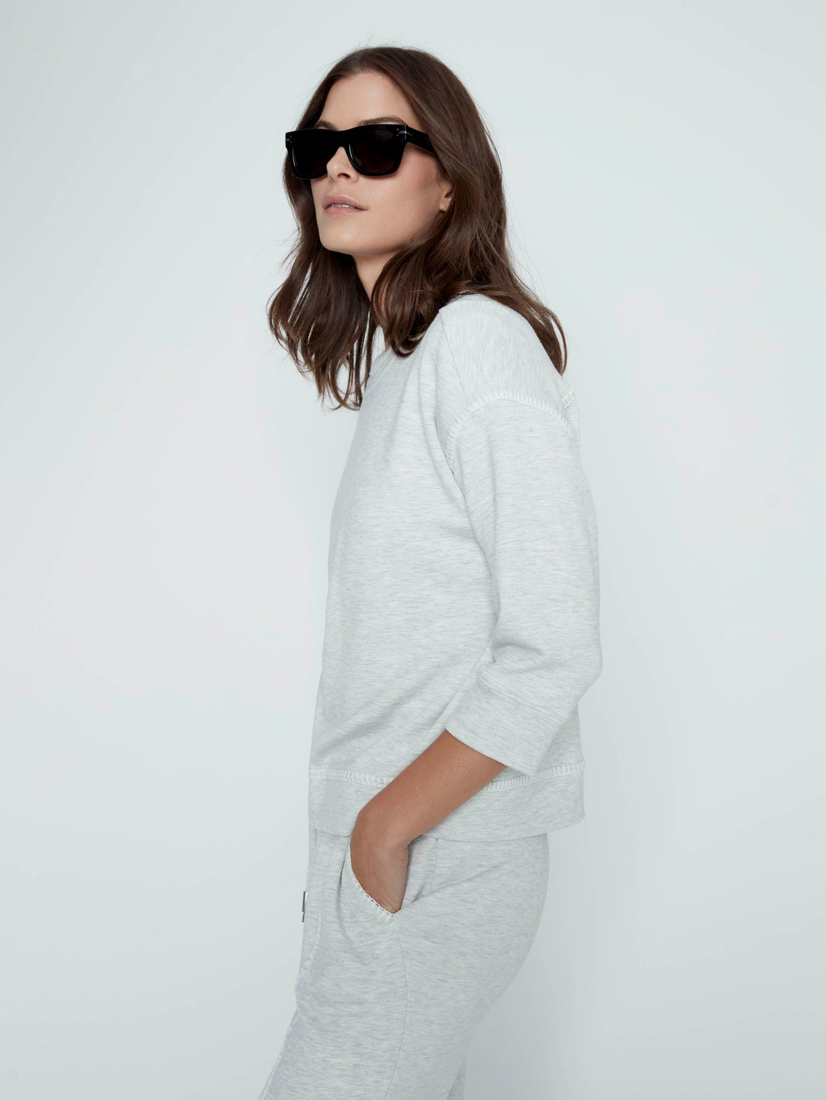 Haut à manches 3/4 - Gris clair chiné