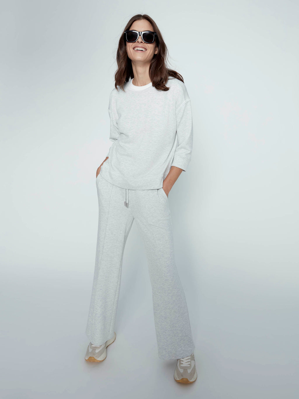 Haut à manches 3/4 - Gris clair chiné