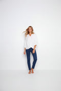 Chemisier en coton bouffant avec torsade devant - Blanc