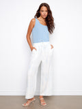Pantalon à cordon en coton bulle imprimé - Rayures