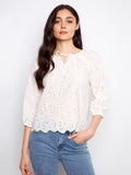 Chemisier en broderie anglaise - Blanc