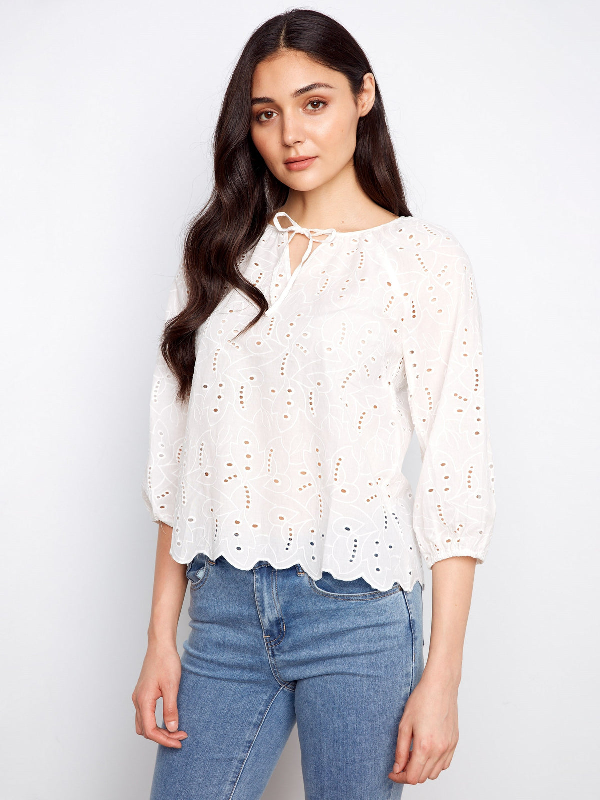 Chemisier en broderie anglaise - Blanc