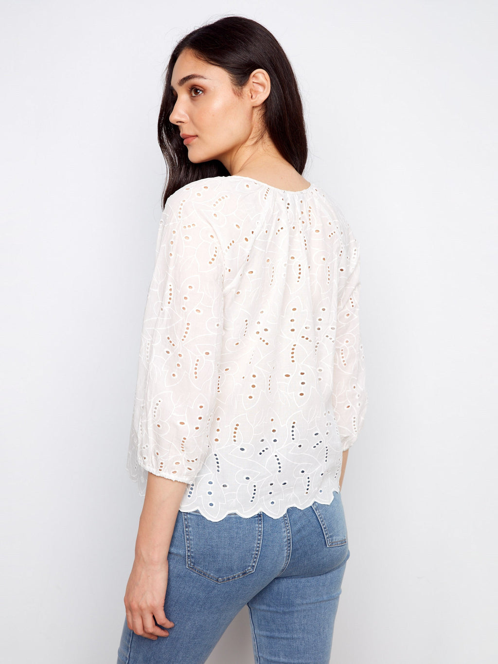 Chemisier en broderie anglaise - Blanc