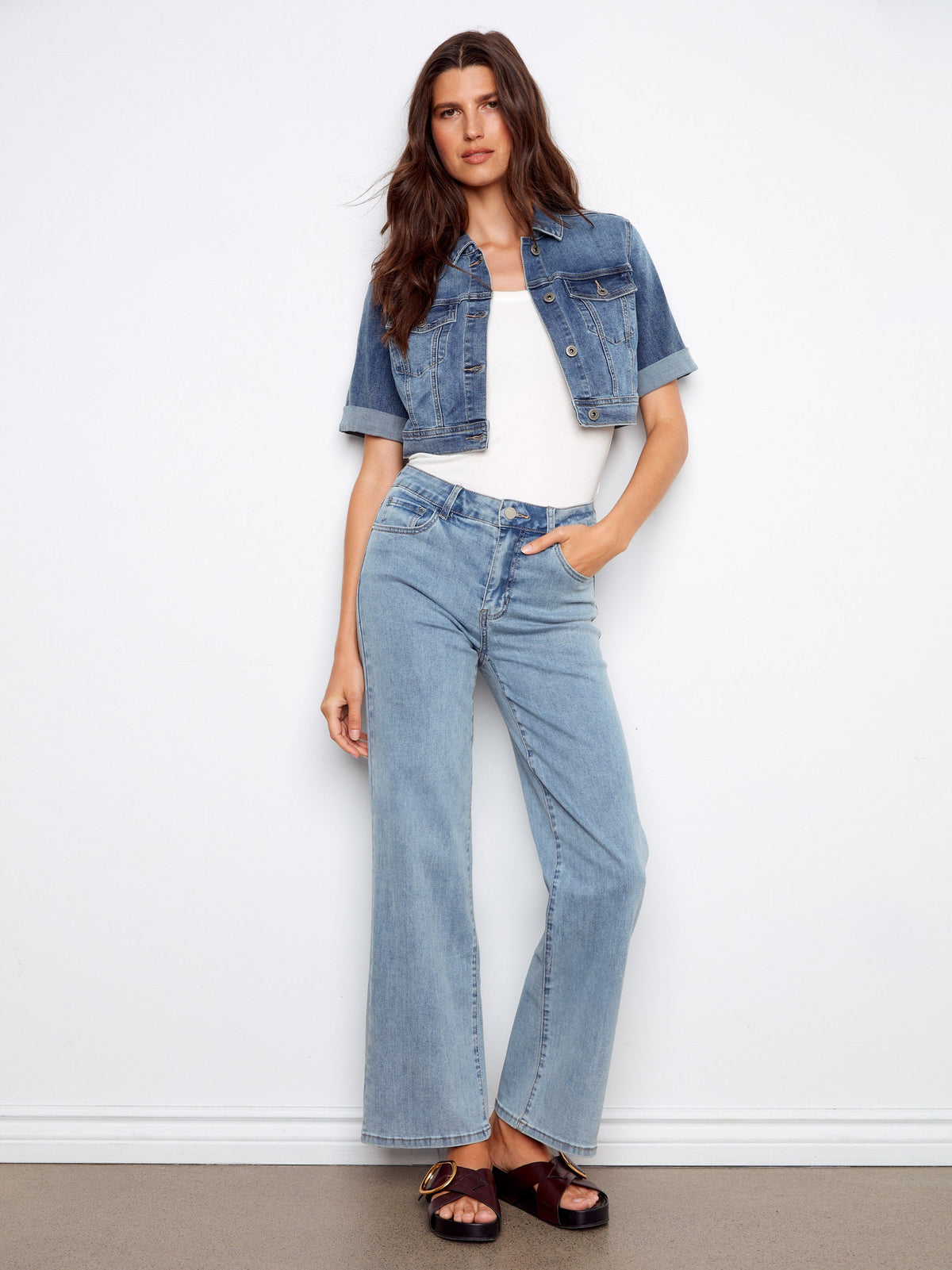 Veste Courte en Jean - Bleu Moyen