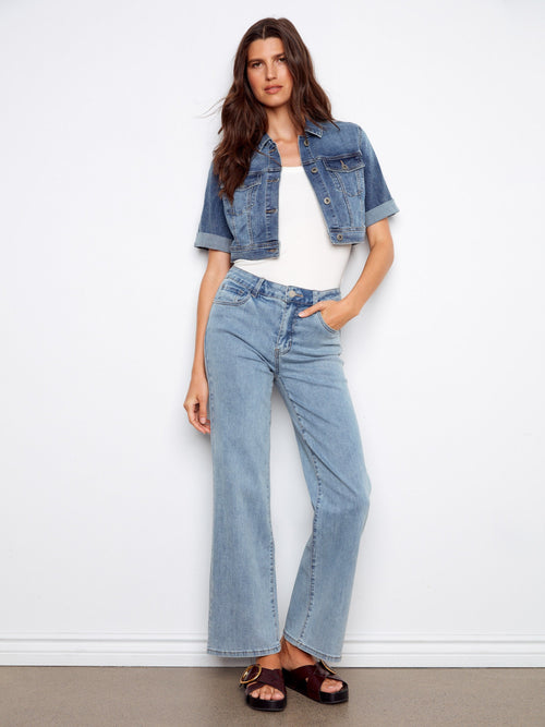 Veste Courte en Jean - Bleu Moyen
