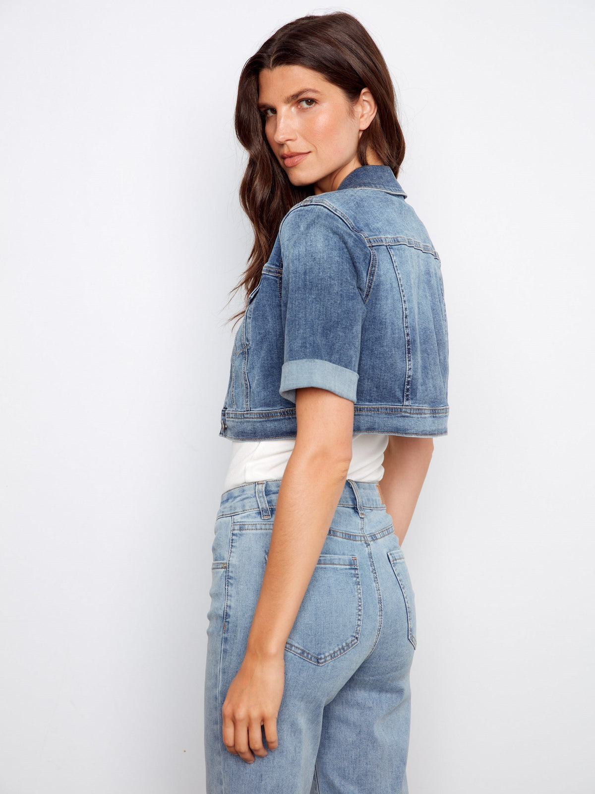 Veste Courte en Jean - Bleu Moyen