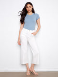 Jean ample en twill stretch court - Blanc