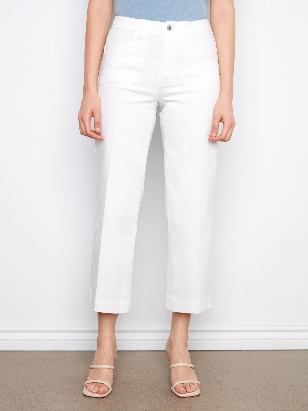 Jean ample en twill stretch court - Blanc