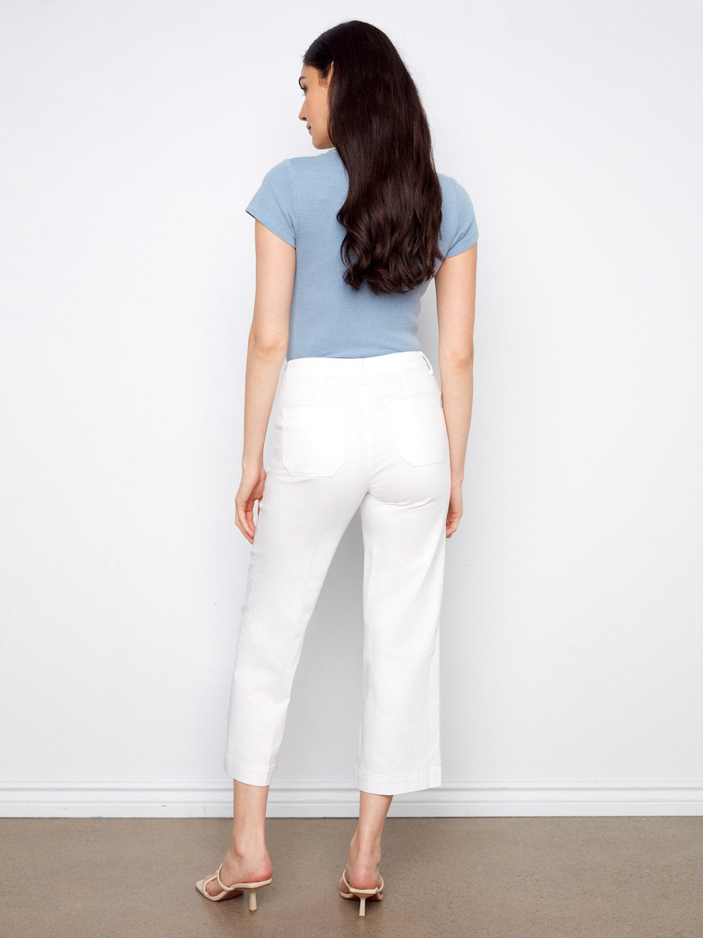 Jean ample en twill stretch court - Blanc