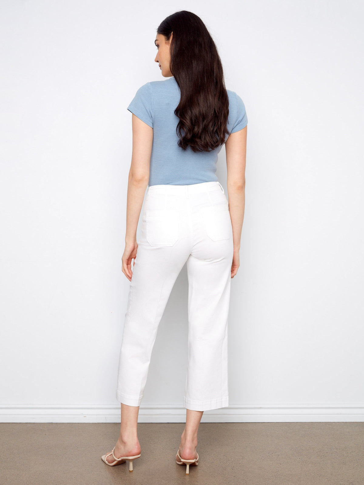 Jean ample en twill stretch court - Blanc