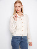 Veste en lin mélangé finition métallisée - Beige