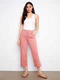 Pantalon court en sergé à braguette boutonnée devant - Rose vif