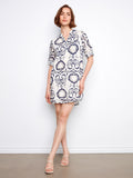 Robe chemise Henley imprimée en mélange de coton - Motif