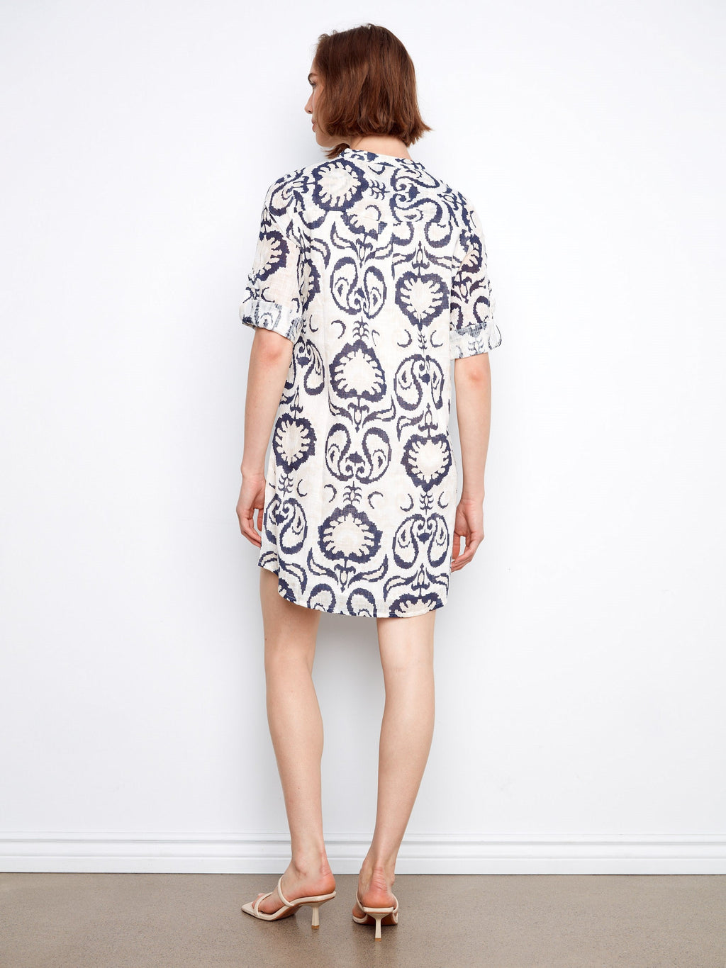 Robe chemise Henley imprimée en mélange de coton - Motif