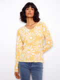 Pull réversible imprimé à col en V - Jaune