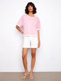 Pull à manches courtes et imprimé inversé - Rose