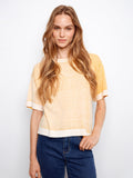 Pull à manches courtes et imprimé inversé - Motif floral jaune