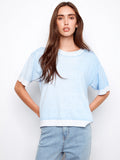 Pull à manches courtes et imprimé inversé - Bleu clair