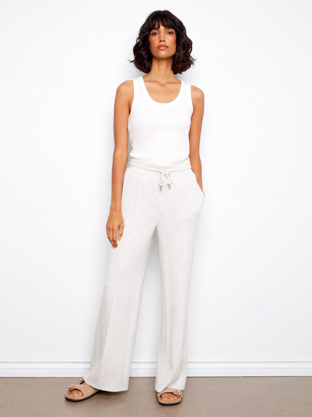Pantalon de jogging ample – Gris clair chiné