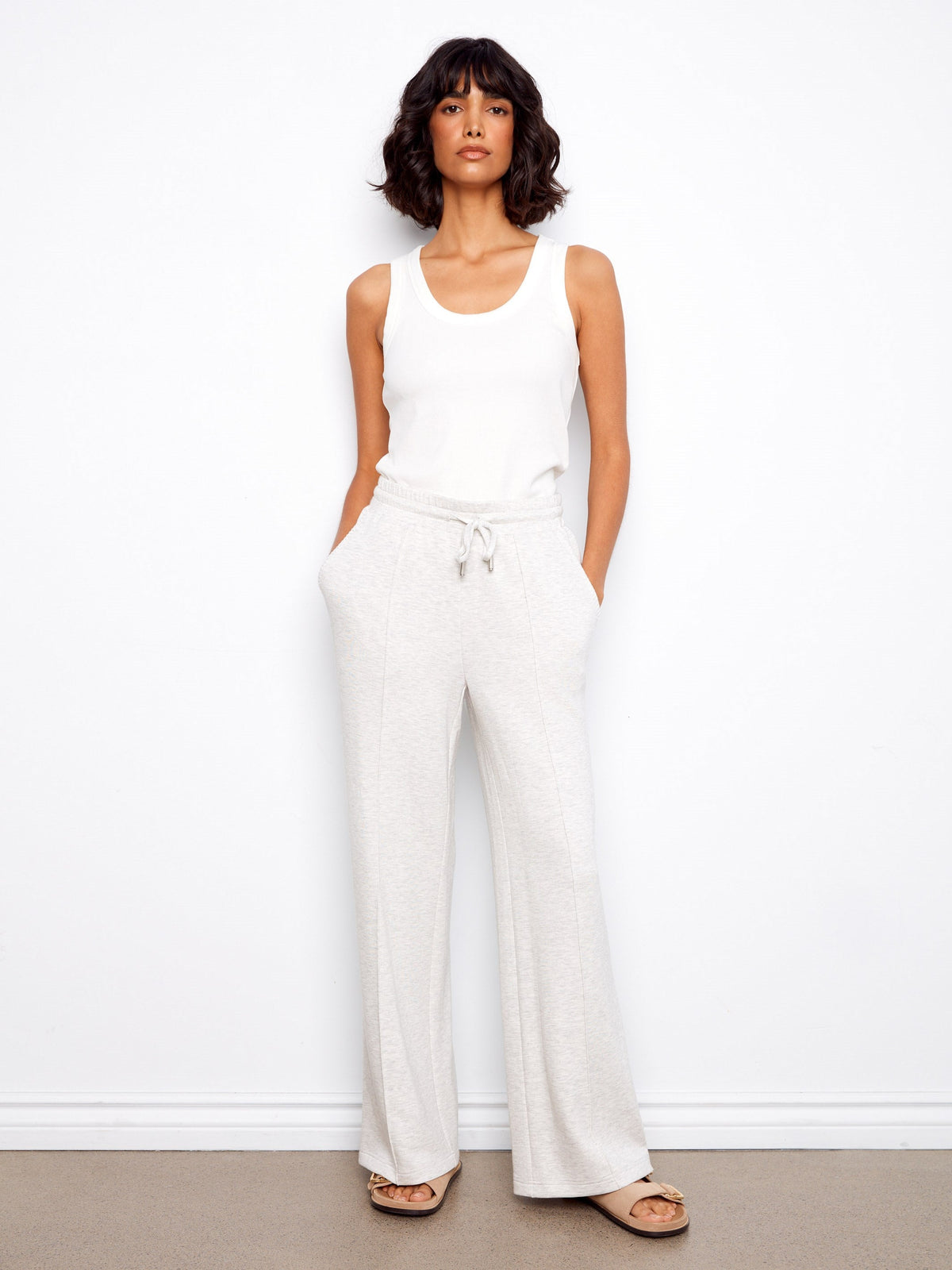 Pantalon de jogging ample – Gris clair chiné