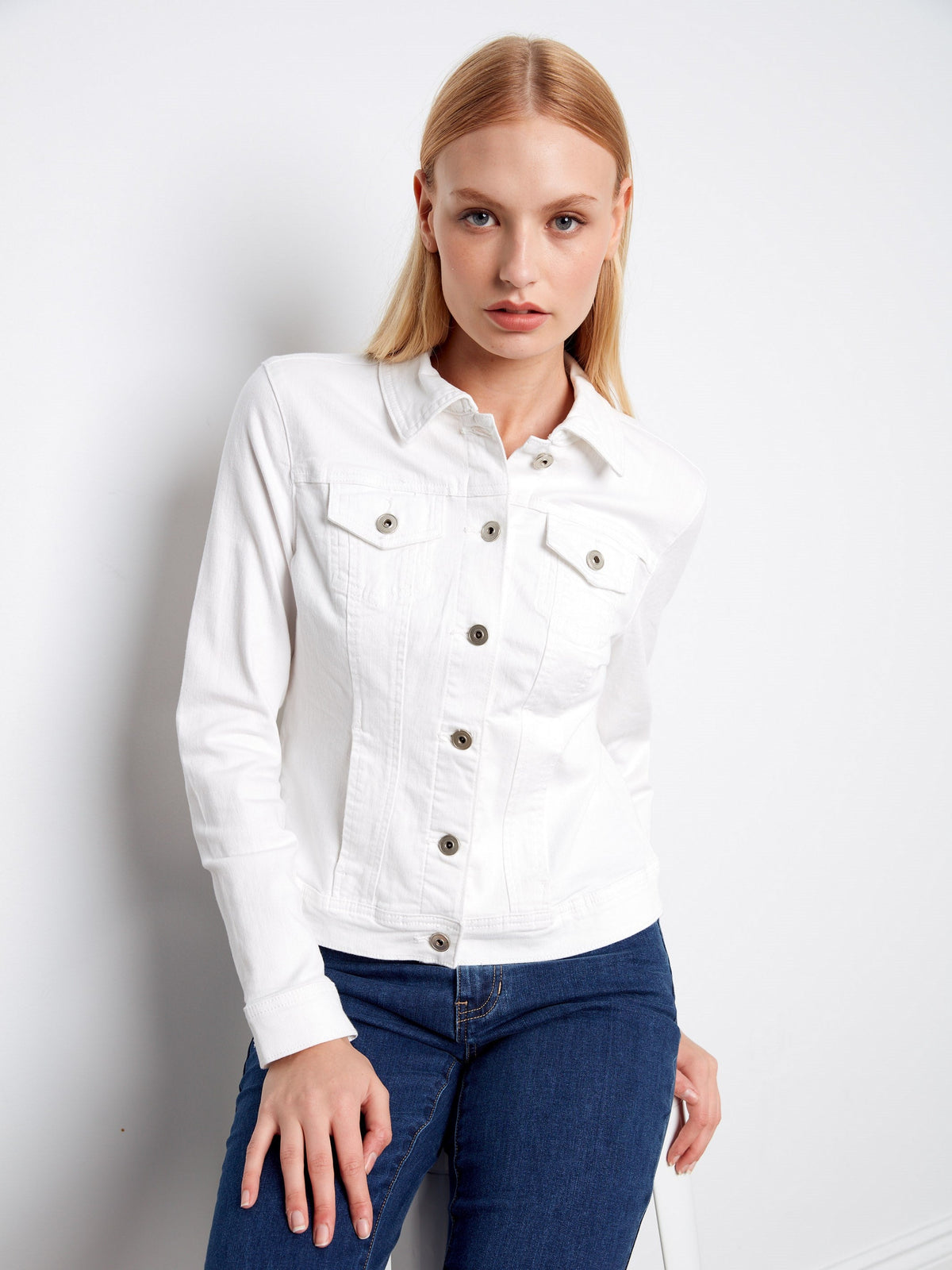 Veste en jean stretch - Blanc