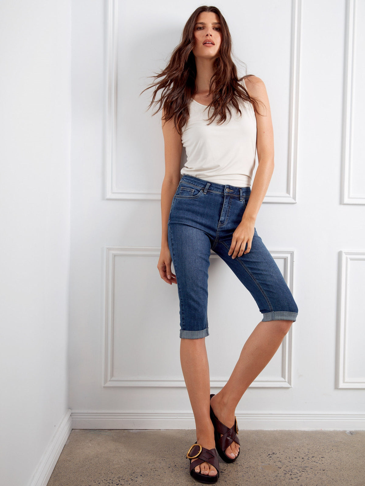 Corsaire en jean stretch - Indigo