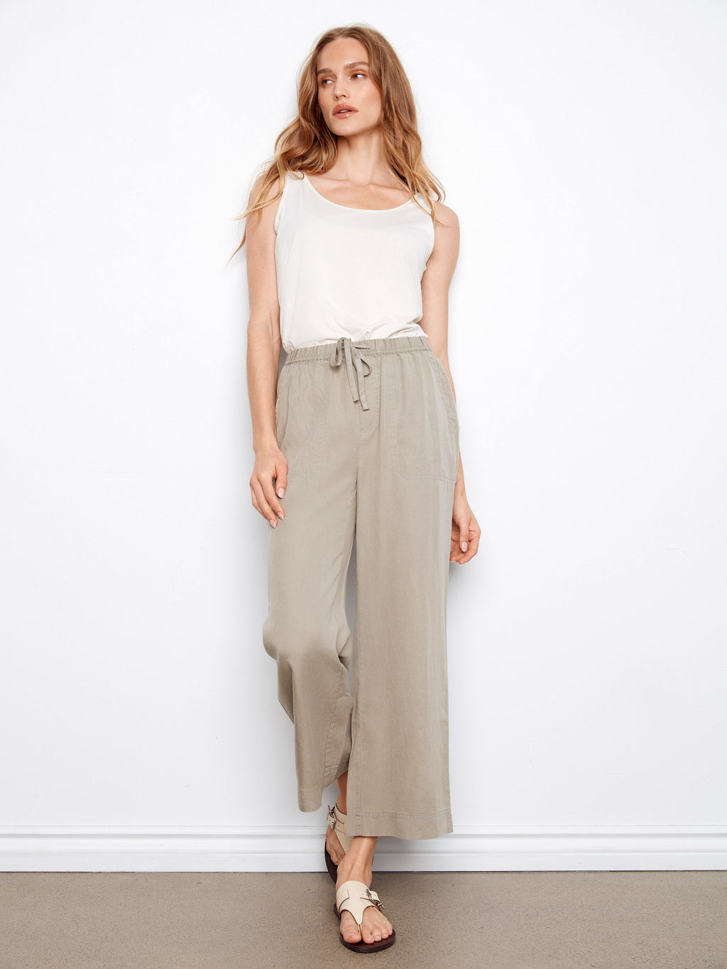 Pantalon de jogging ample en tissu doux - Sauge