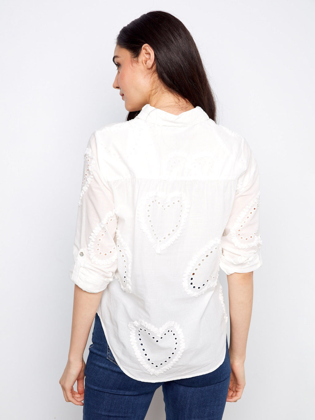 Chemise boutonnée en coton texturé - Blanc